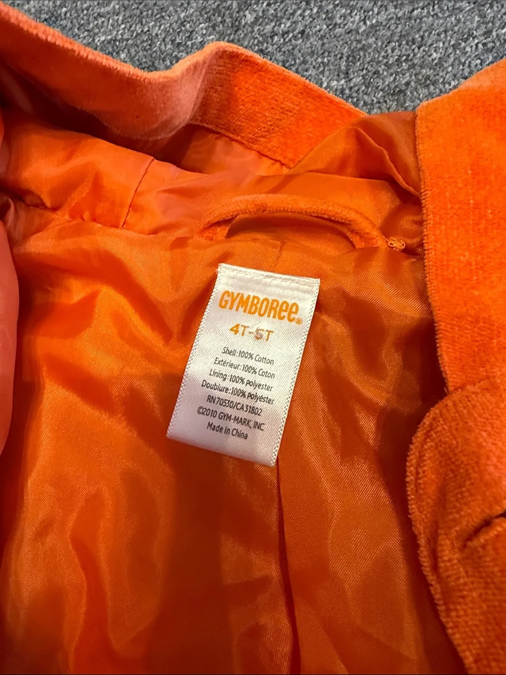 Gymboree Girls' Hooded Corduroy Velour - Bright Orange button up - SO CUTE !!!